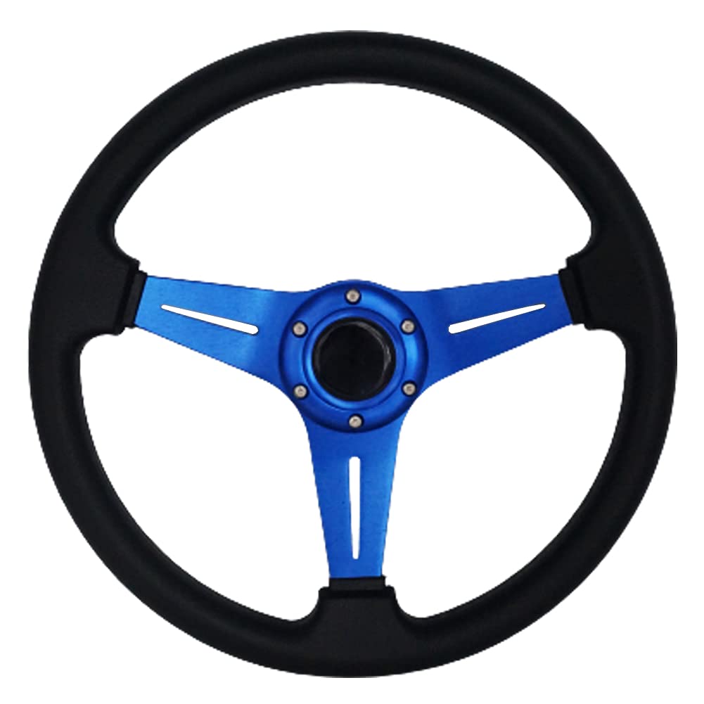Yehicy 13.8” Racing Steering Wheel Quick Release For Car Sport Drifting Steering Wheel Pu Leather And Aluminum Spokes With Horn Button (Blue)