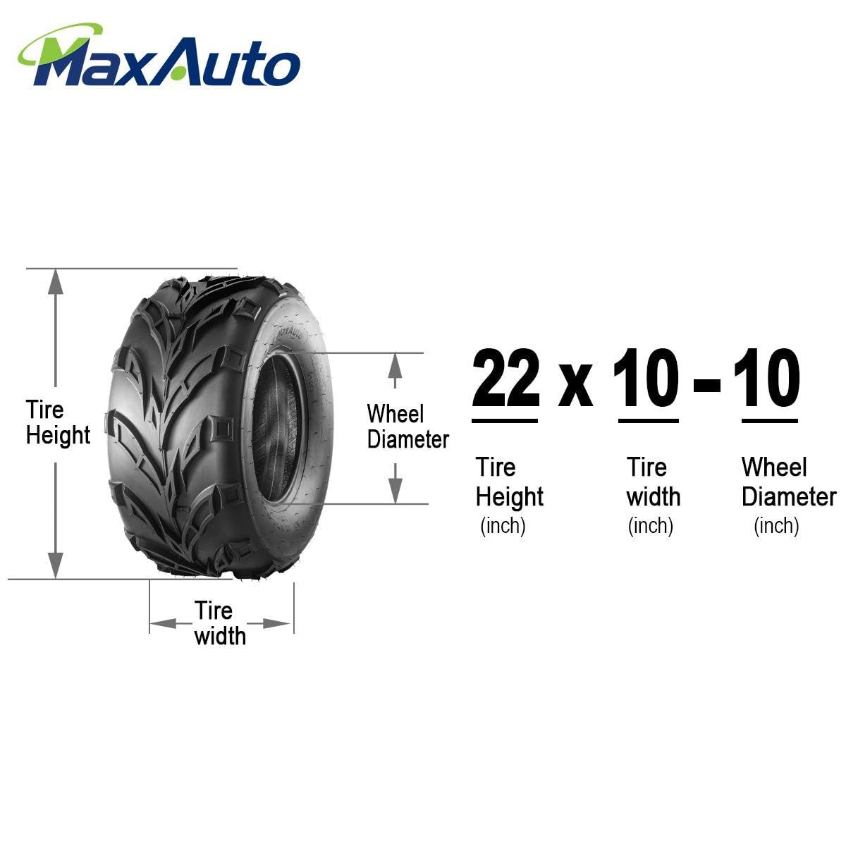 Maxauto 22X10-10 Sport Atv Tires 22X10X10 Quad Tires,6 Pr Tubeless All Terrain Utv Tire, 2 Pack
