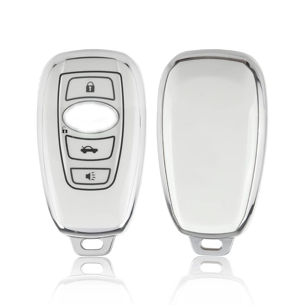For Subaru Key Fob Cover Accessories Outback Crosstrek Forester Wrx Impreza Brz Legacy Ascent Car Remote Case Shell Protector 4 Button White Silver Tpu