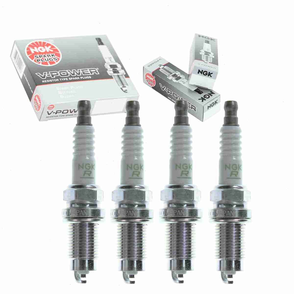 4 pc NGK V-Power Spark Plugs compatible with Nissan Pickup 2.4L L4 1995-1997