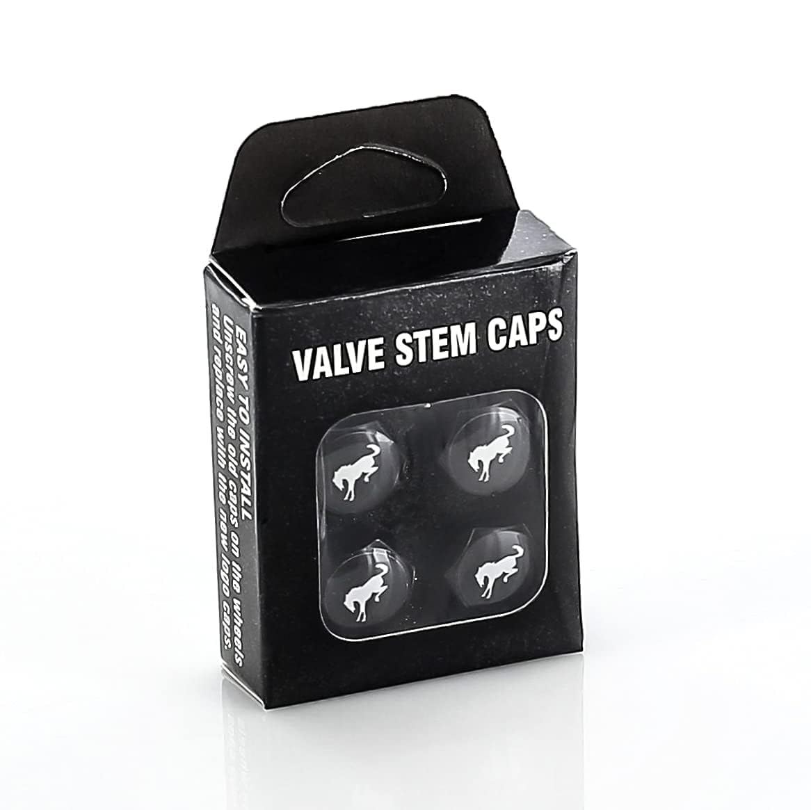 Ford Bronco Tire Valve Stem Cap Covers, Black, Pack of 5, Durable ABS Material