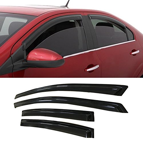 Gldifa Smoke Window Visors Compatible With 2007-2012 Nissan Sentra Wind Deflectors Sun/Rain Guards 94165