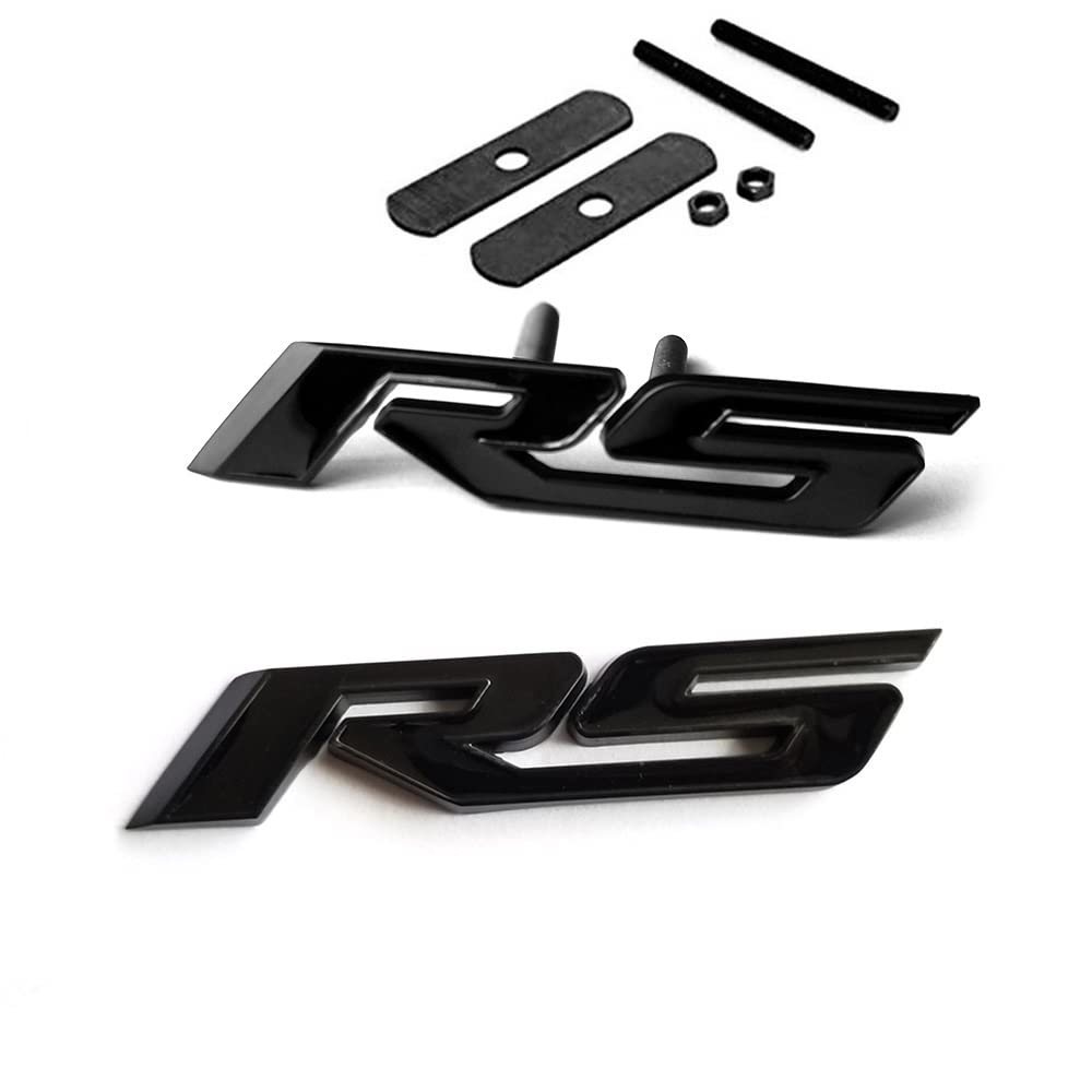 Yoaoo 1x OEM Black Grille RS Emblem Plus Decal RS Badge 3D Metal Compatible with Zl1 1LE Series All Matte Black