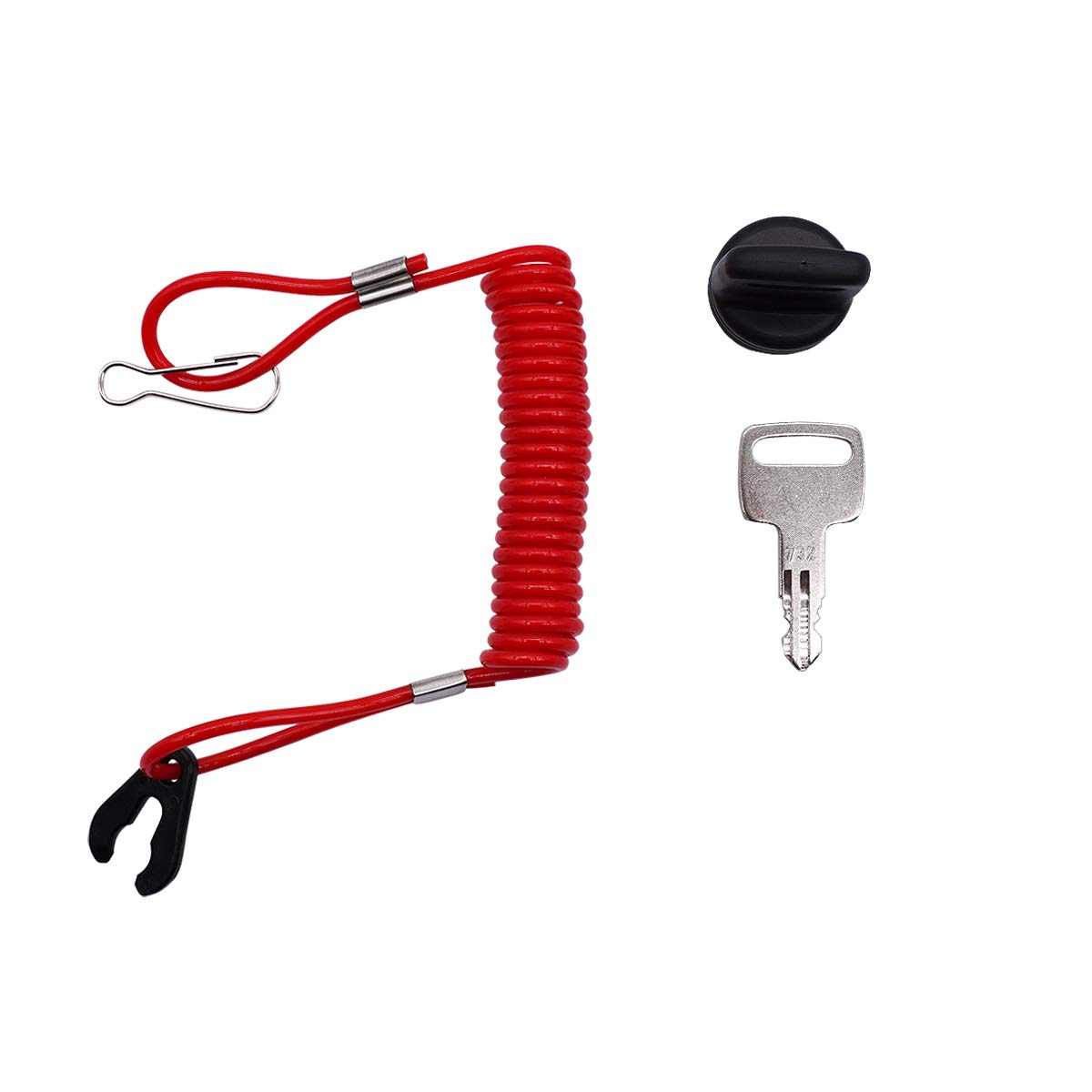 AIB2C Safety Lanyard Kill Switch & Key Cap Set for Yamaha Outboard Marine, Red, Model 682-82556-00-00, 703-82577-00-