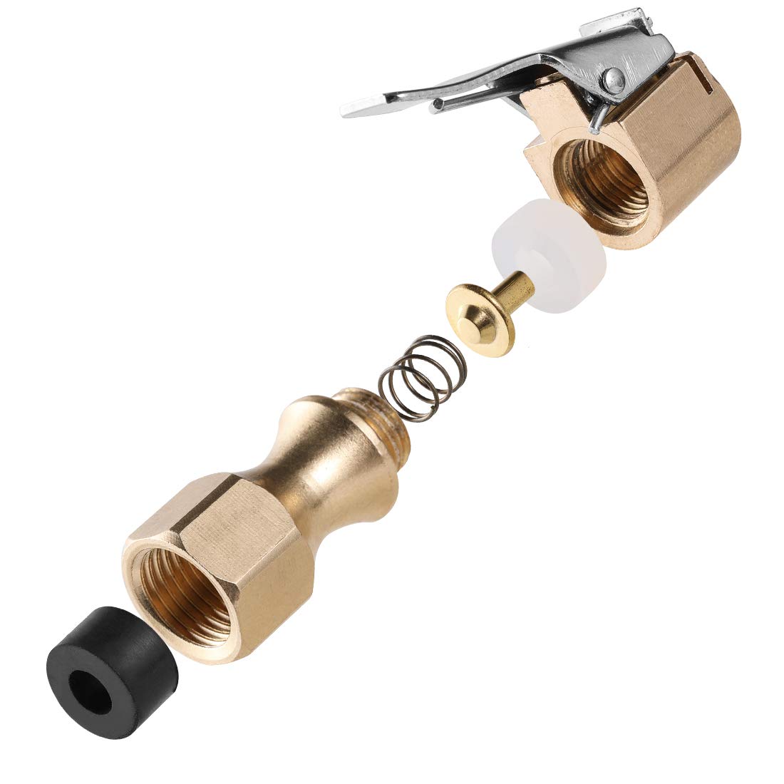 Czc Auto Heavy Duty Brass Air Chuck, Open Flow Straight Tire Chuck With Lock-On Clip, 1/4 Fnpt Tyre Chuck For Tire Inflator Pressure Gauge Air Pump Compressor Accessories, 2 Pack