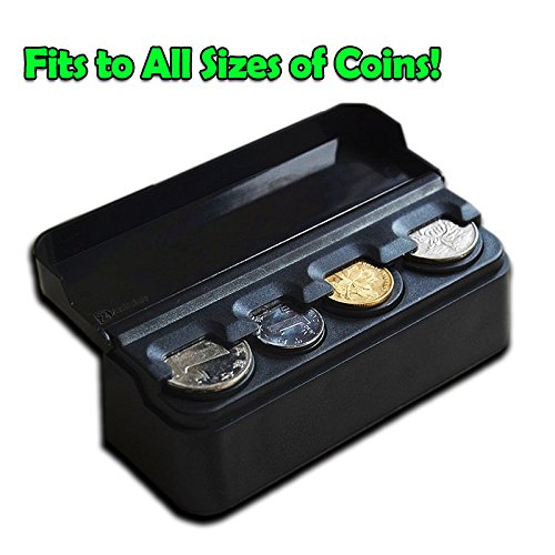 Zento Deals Sturdy Black Coin Organizer-Auto Car Coin Case Storage Mini Box Plastic Holder