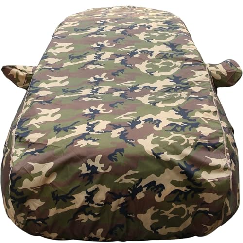 Sonet Waterproof Car Cover With Mirror Pockets, Jungle Print Army Design, 4X4 American Matty,Triple Stitched, Compatible With Ki