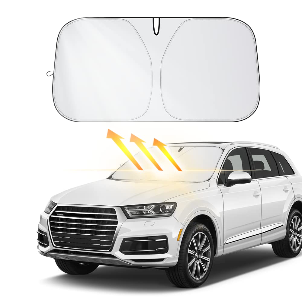 Front Windshield Portable Folding Sun Blocker - Uv & Heat Resistant, Keeps Car Cool - Universal Fit For Car, Truck, Suv (Xl 62.9