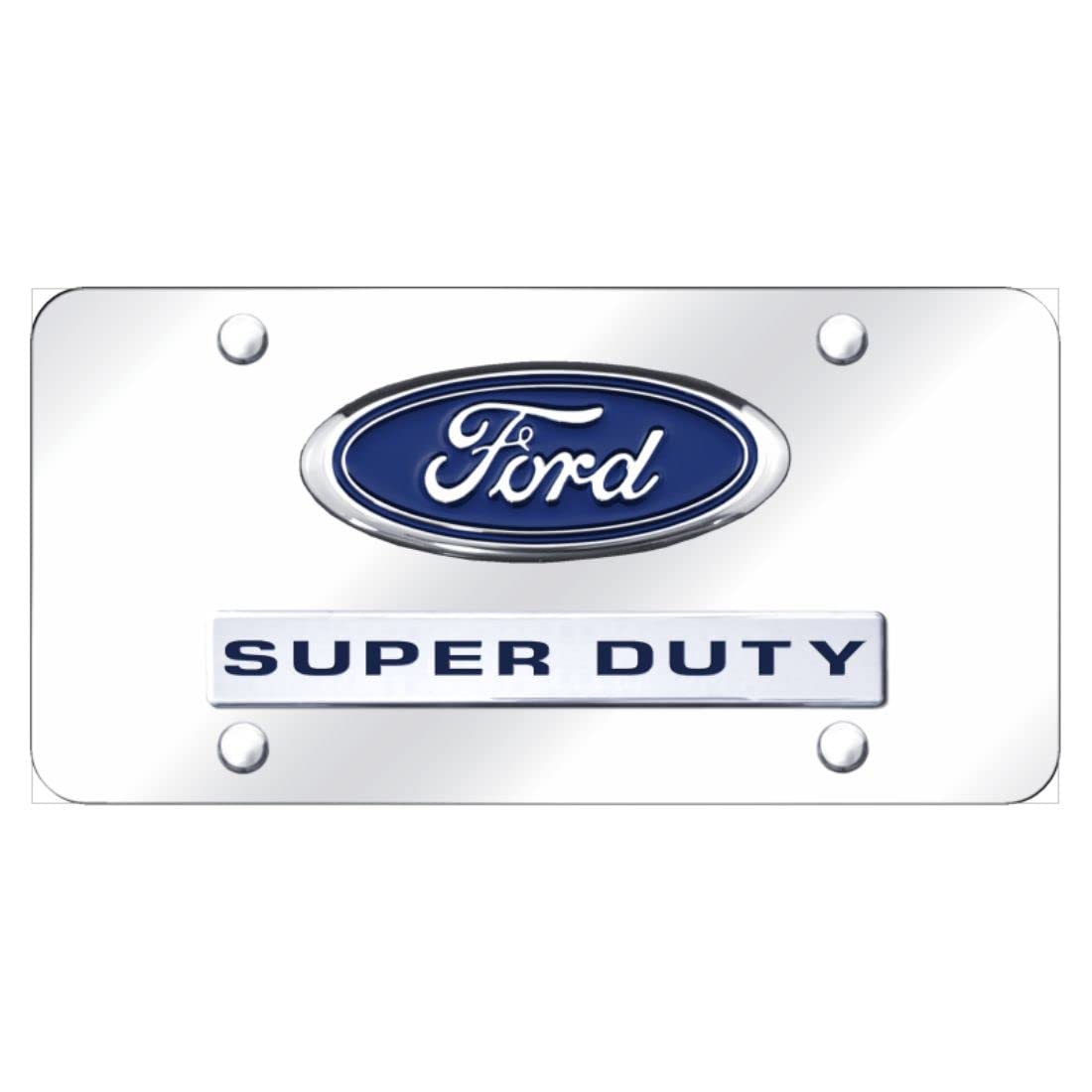 Au-Tomotive Gold, Inc. Officially Licensed Dual Logo License Plate For Ford Super Duty (Chrome)