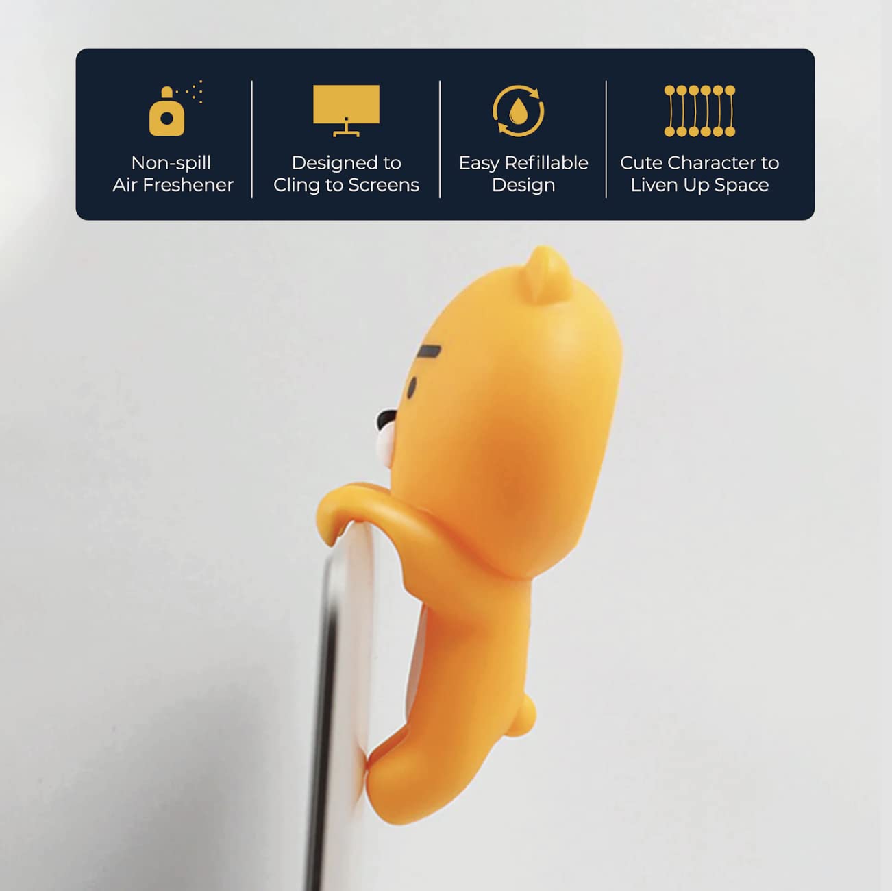 Aura Monitor-Mounted Air Freshener, Ryan (Blue Sky, 0.15Fl Oz) - Odor Fighting For Car, Laptop, Tv, Home. Kakao Friends Figurine