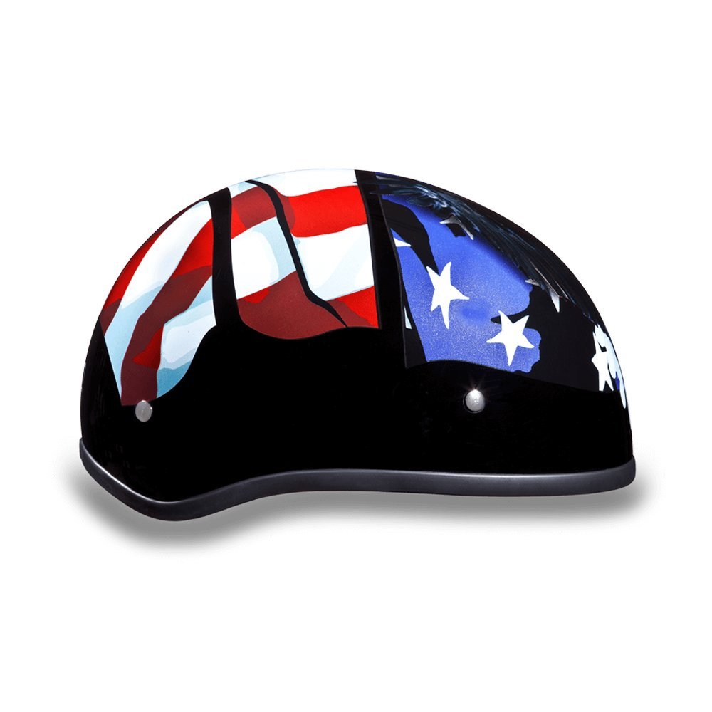 Daytona Helmets Motorcycle Half Helmet Skull Cap- Freedom 100% Dot Approved