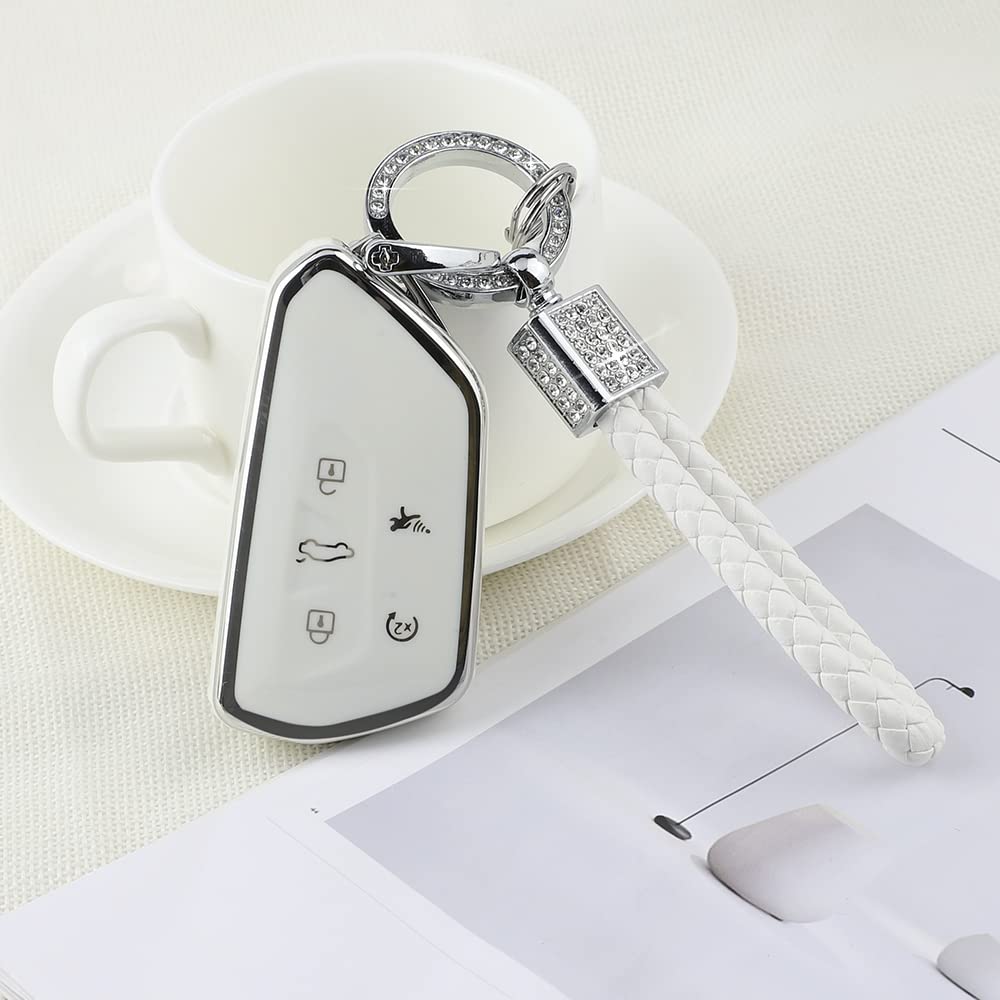Pifoog Key Fob Cover For Vw Volkswagen Id4 Golf Gti R 2022 2023 Accessories Tpu 5 Buttons Car Keys Case Shell Protector Bling Ke