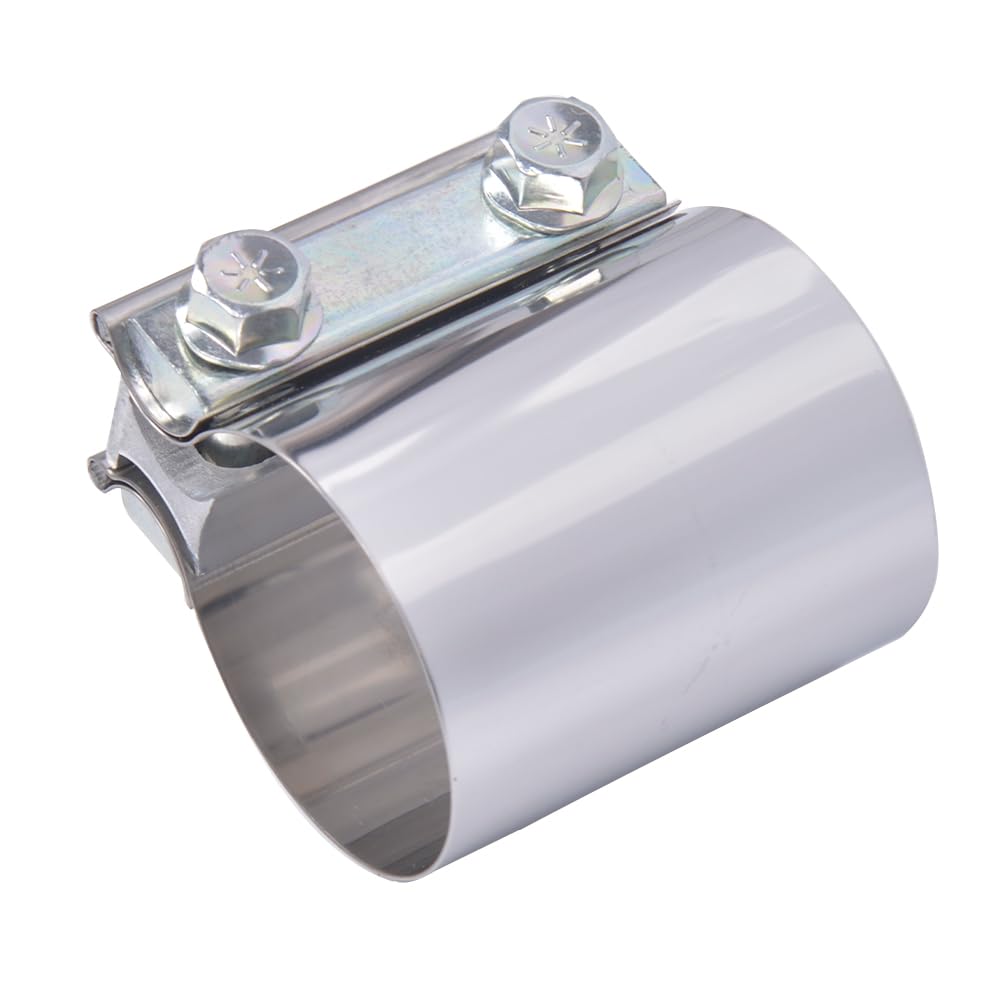 Emotor 2 Inch Butt Joint Exhaust Band Clamp-Stainless Steel Sleeve Coupler-fits OD 2'' Exhaust Pipes Mufflers