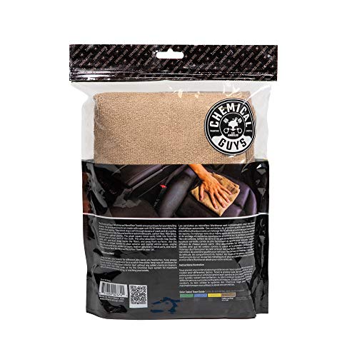 Chemical Guys Mic34403 Workhorse Professional Microfiber Towel, Tan (Safe For Car Wash, Home Cleaning & Pet Drying Cloths) 16''