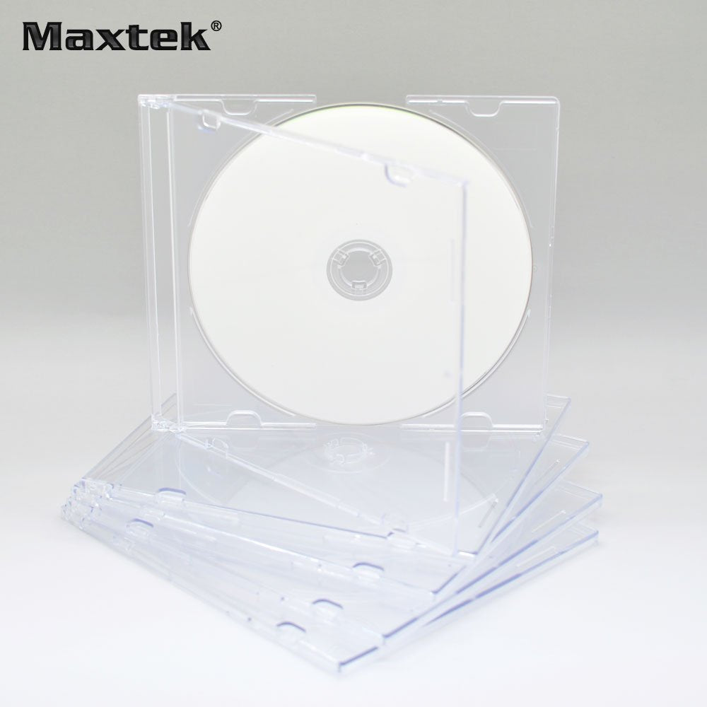 Maxtek Ultra Thin 5.2Mm Slim Clear Cd Jewel Case With Built In Frost Clear Tray, 100 Pack.