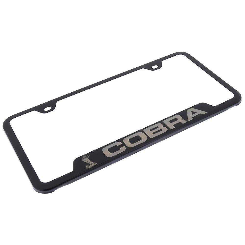 Au-Tomotive Gold, INC. Ford Mustang Cobra Black Steel License Plate Frame