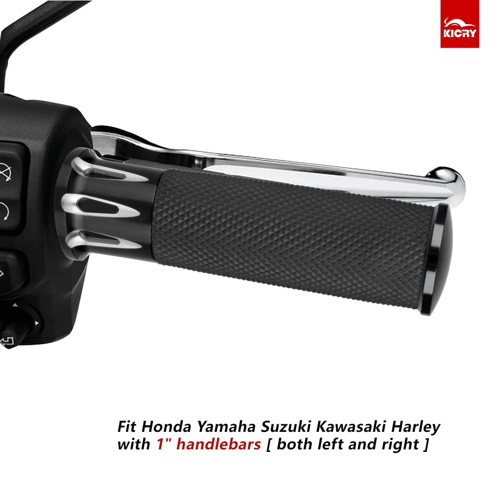 KICRY 1'' Motorcycle Hand Grips Black Chrome Handlebar Grips Compatible with Harley Touring Honda Yamaha Suzuki Kawasaki (Claw B