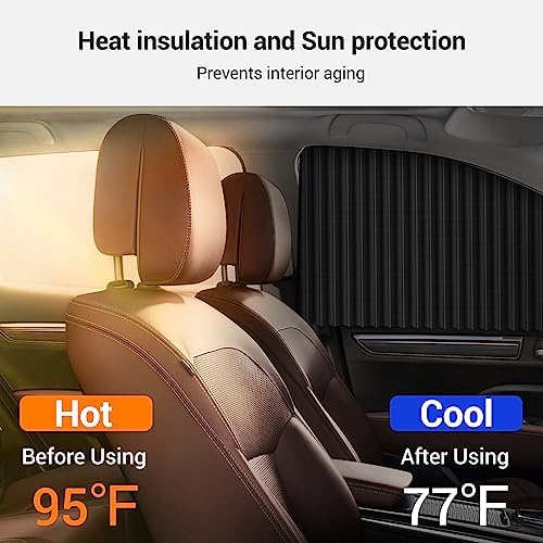 Zatooto Car Side Window Sun Shades - Privacy Magnetic Black 2 Pcs Covers Blinds Curtains - Auto Accessories Sunshades Keeps Cool