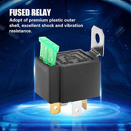 Dc 12V 30A Fused Relay,Black 4-Pin Relay Box, Car Relay, Normally Open Contacts Fused Relay, With Bracket,For Automotive And Lamp Accessory Applications