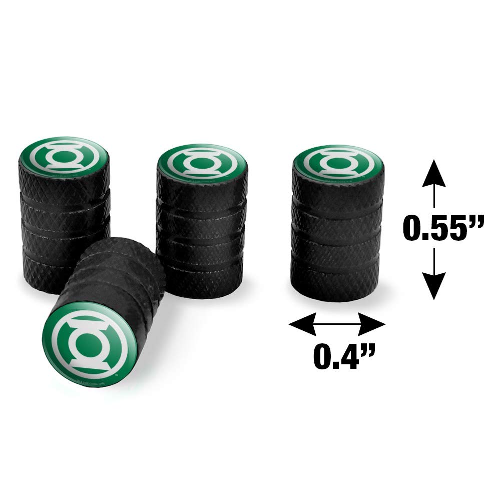 Graphics & More Green Lantern White Logo Tire Rim Wheel Aluminum Valve Stem Caps
