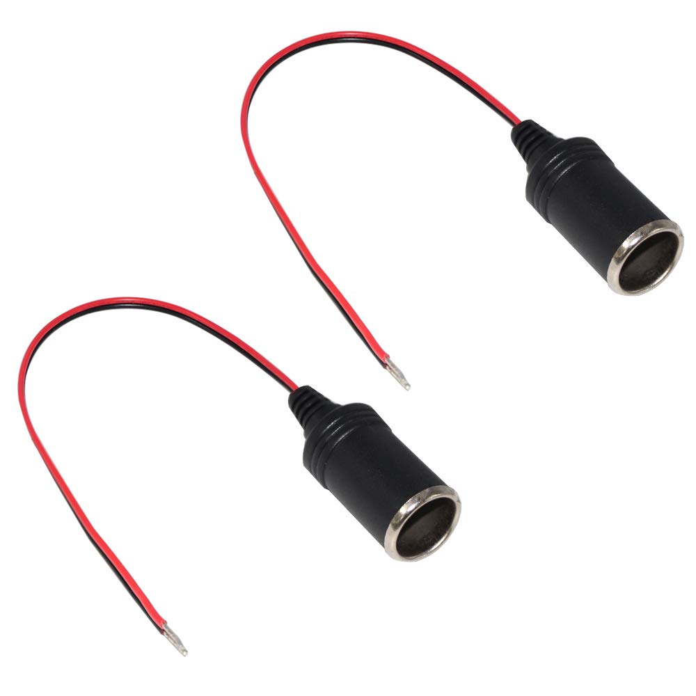 [2 Pack] Kuncan 12V 1Ft Car Cigarette Lighter Female Socket Extension Cable, Cigar Cable With Female Socket Connector For Gps/Dashcam Car Charger