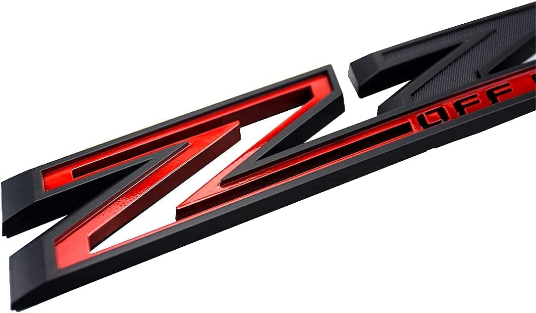 2Pack 2019-2025 Oem Z71 Off Road Emblems Side Decals Badges Compatible With Fits Silverado Offroad Parts 84632695 (Black Red)