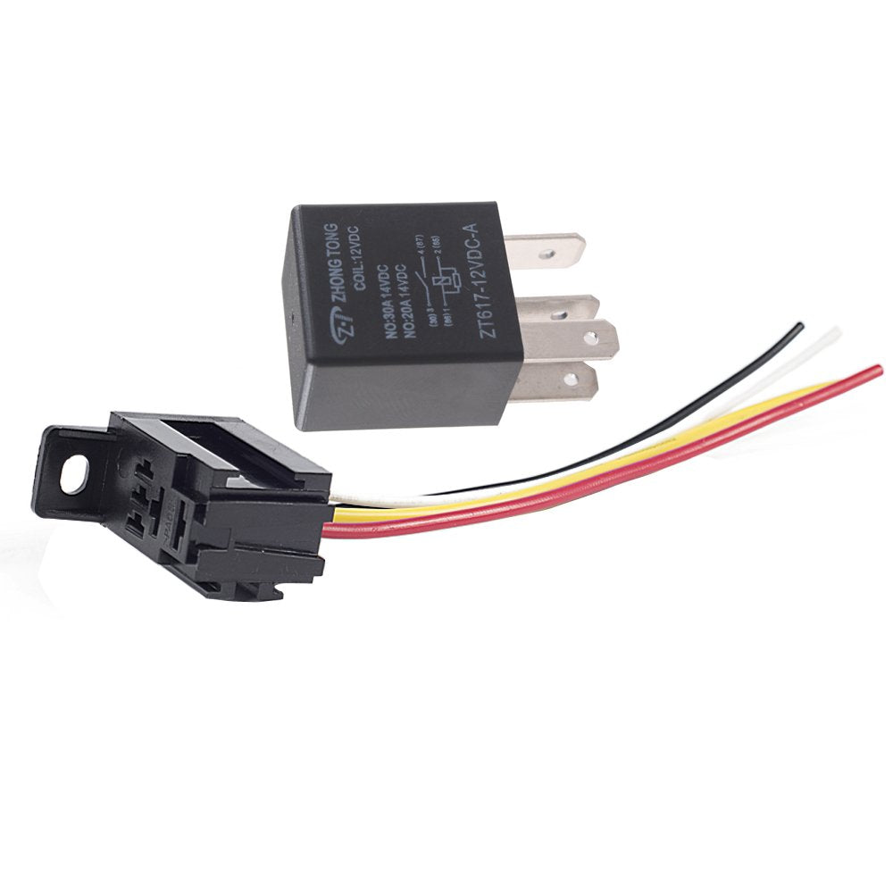 Esupport Heavy Duty Car Automotive Relay 12V 30A Spst 4Pin Socket Plug Pack Of 5