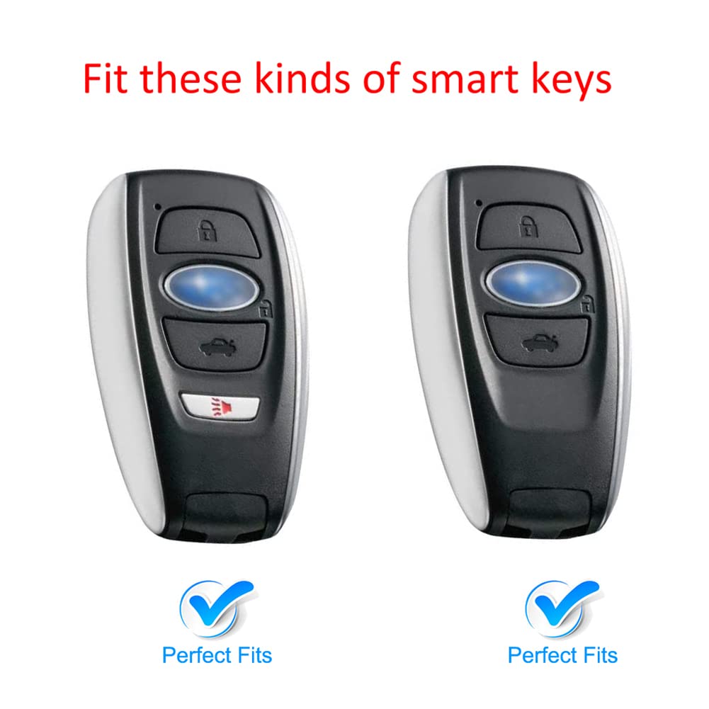 Cacacar For Subaru Key Fob Cover, Premium Soft Tpu Leather Full Cover Protection Key Fob Case For Subaru Forester Outback Brz Legacy Crosstrek Smart Key Protector,Silver