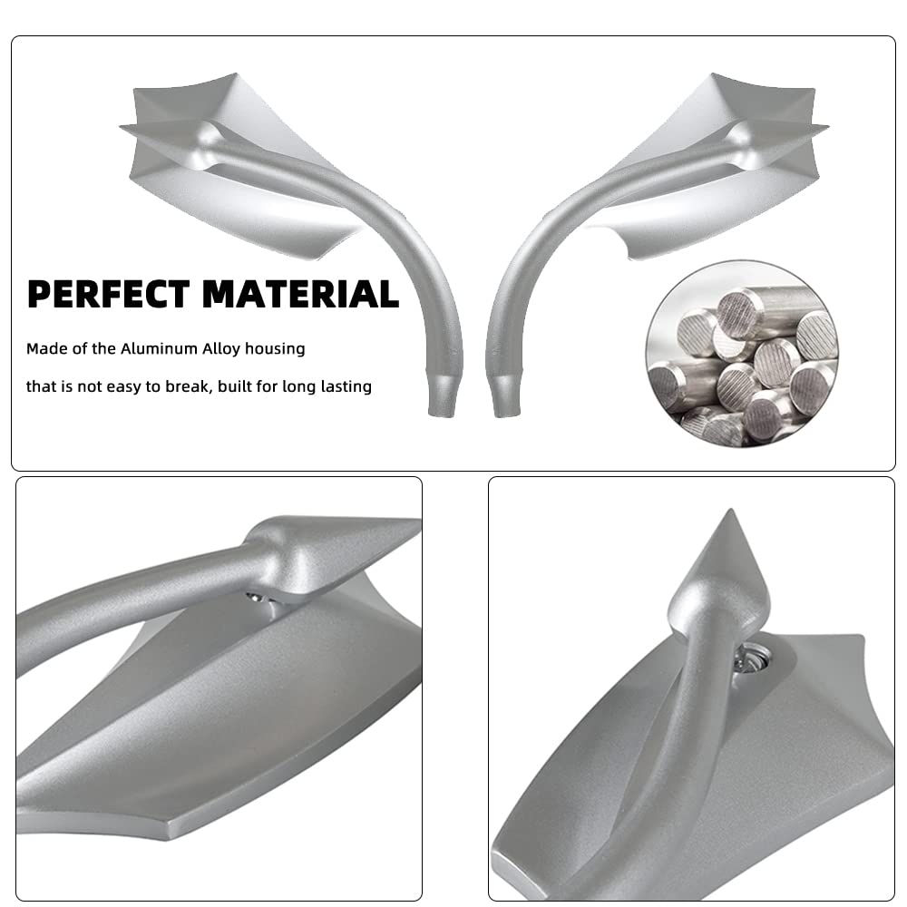 Goodfitment - Sliver Irregular Shape Motorcycle Mirrors,Upgrade Rearview Motorcycle Mirrors With M8 10 Screws Compatible With Ha