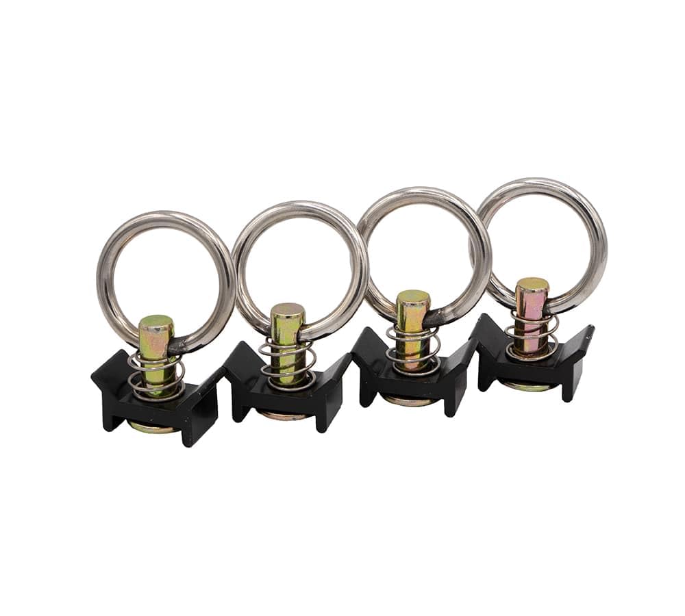 Mytee Products 22 Pieces Black L-Track Tie Down Kit with 2'' Round Anchor Point for Trucks or Trailers to Tie Down Your Boat, UT