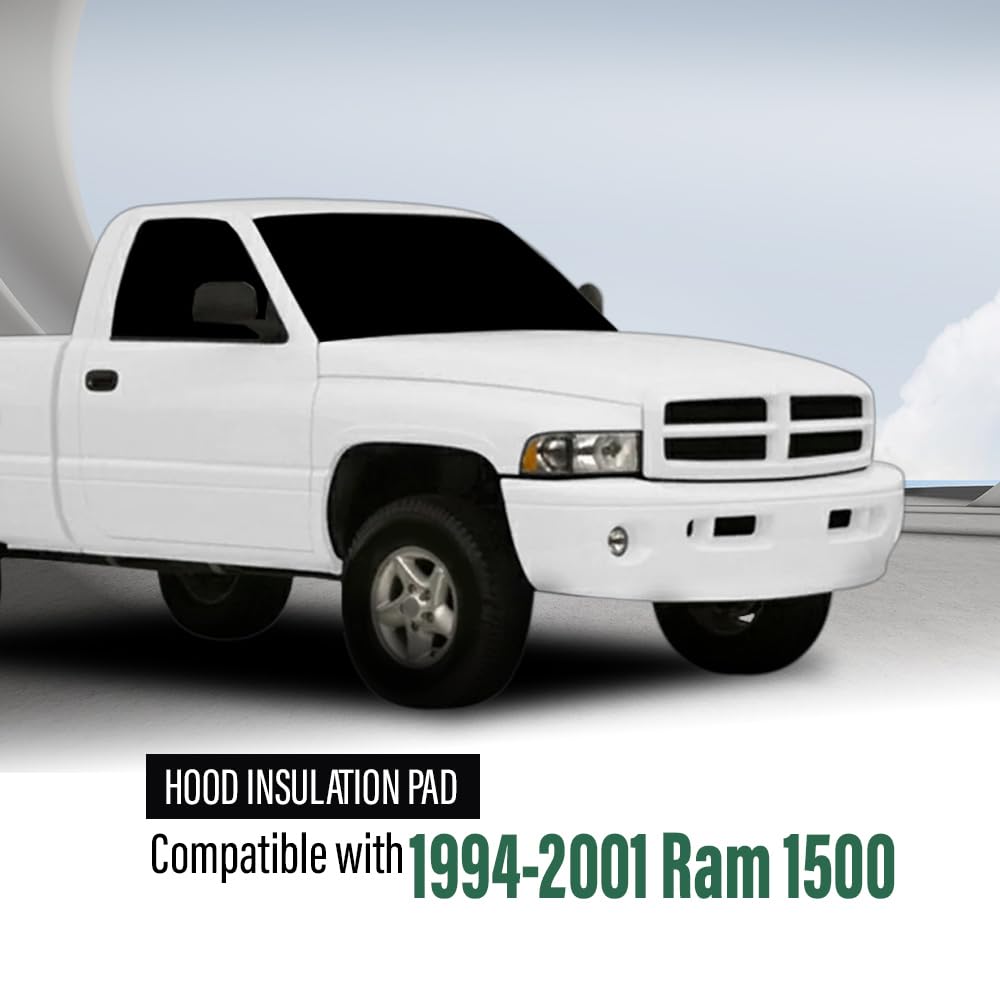 LQI Hood Insulation Pad with Clips Compatible with Dodge Ram 1500 1994-2001, Not Fit Durango Or Dakota, Not Fit for Diesel