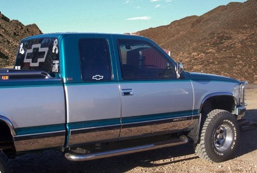 Made in USA! Compatible with 1988-1998 Chevy/GMC C/K Pickup Extended Cab Short Bed W/O Fender Flare Rocker Panel Chrome Stainles