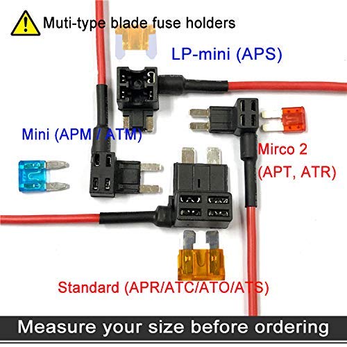 Muhize 4 Types 12V Add-A-Circuit Adapter And Fuse Kit - Fuse Tap Fuse Holder With Micro2 Mini Atc Ats Low Profile Tap Dapter For