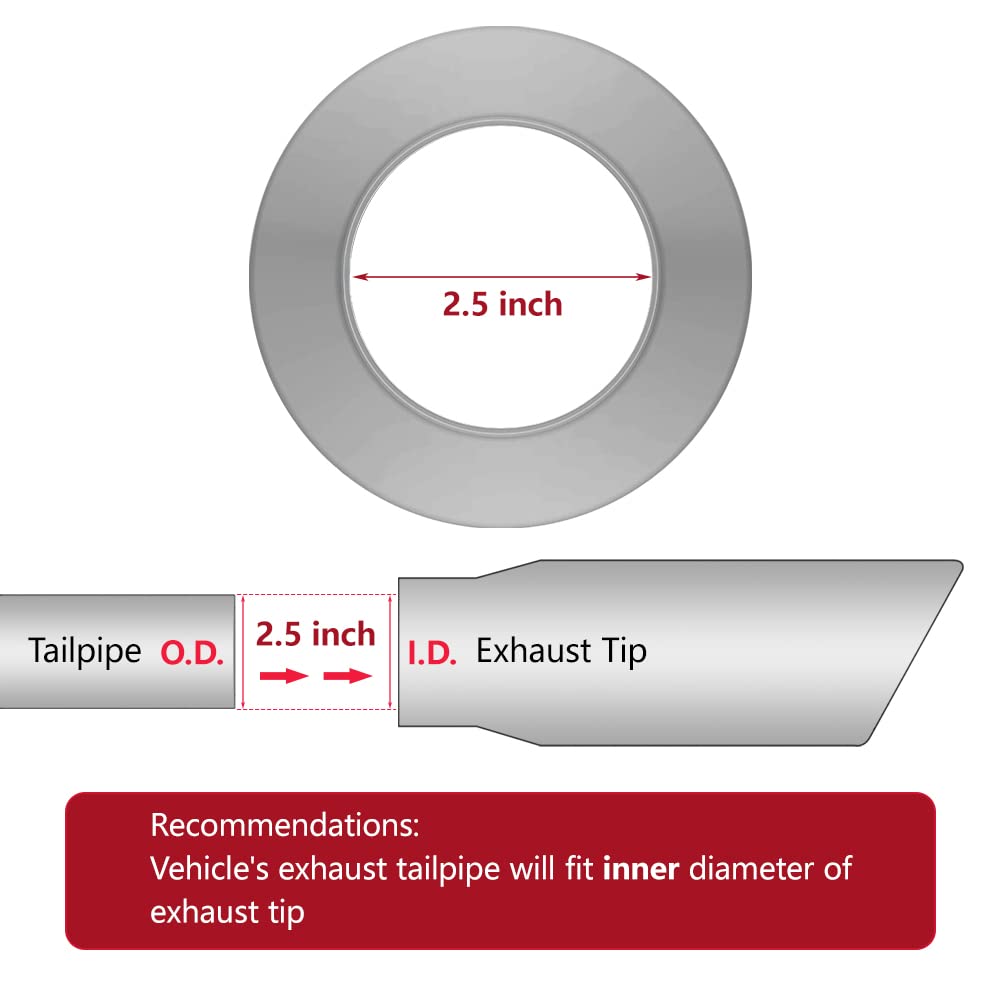 Lcgp 2.5'' Inlet Universal Diesel Exhaust Tip 4.5'' Outlet 07'' Long Tail Tip, Polished & Double Wall Angle Cut