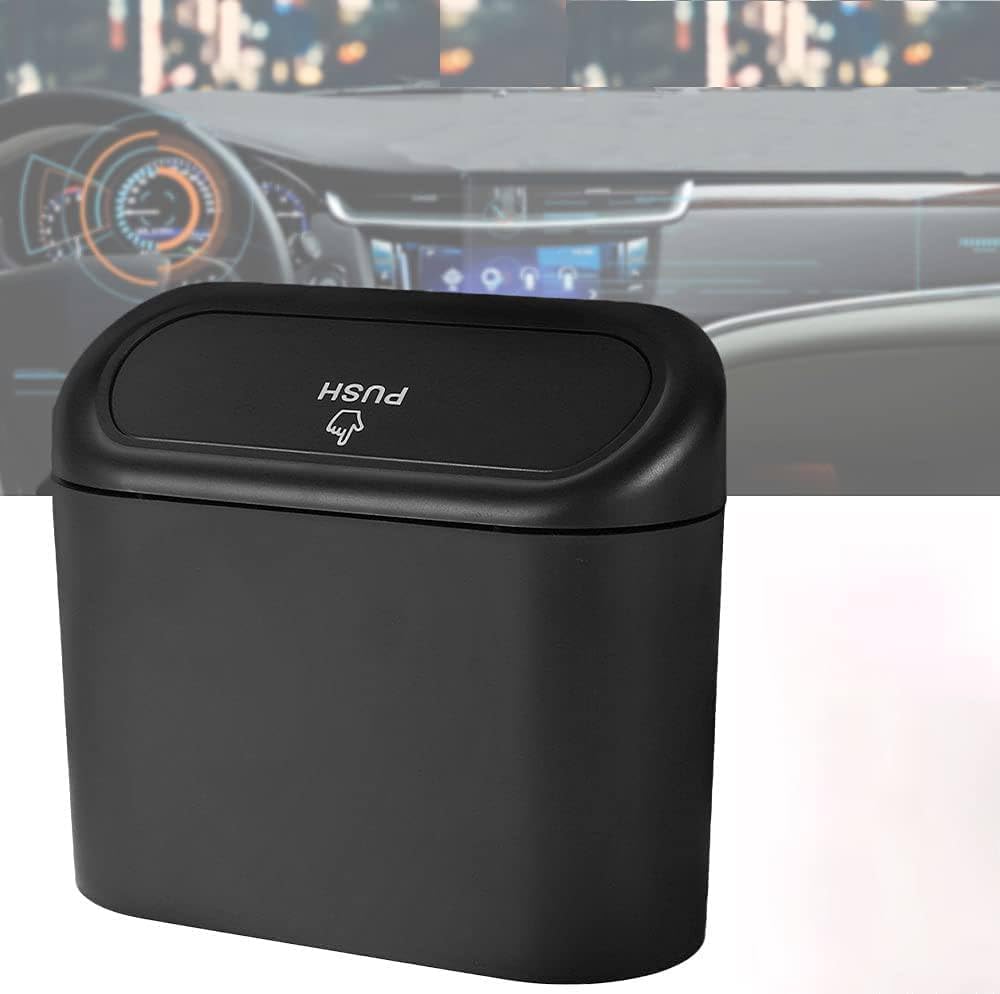Estervig Plastic Mini Car Dustbin with Lid  Portable Vehicle Garbage Bin, Car Trash Organizer, Waterproof Automotive Trash Bin,