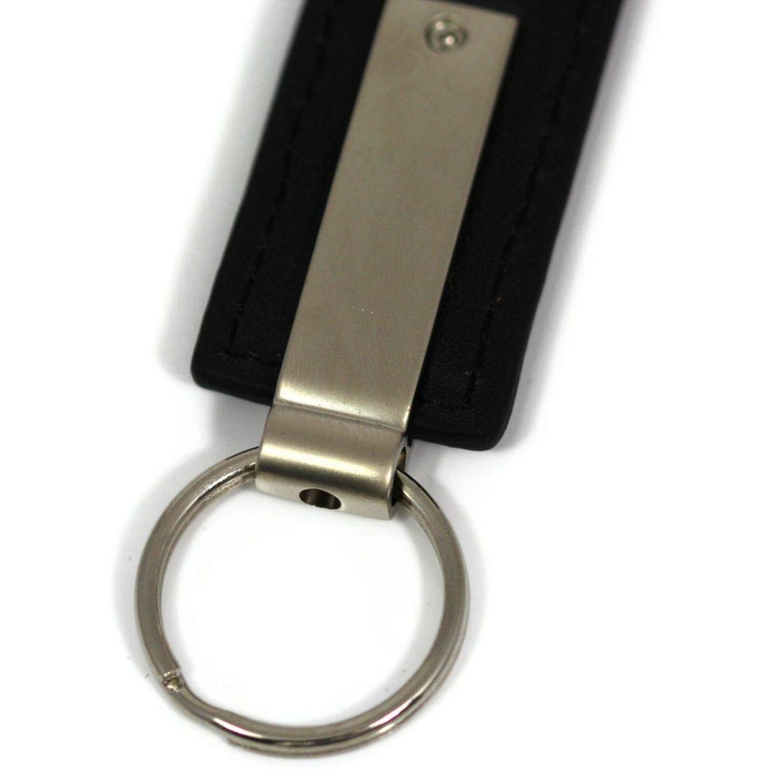 Au-Tomotive Gold Rectangular Leather Key Chain For Ford Mustang (Black)