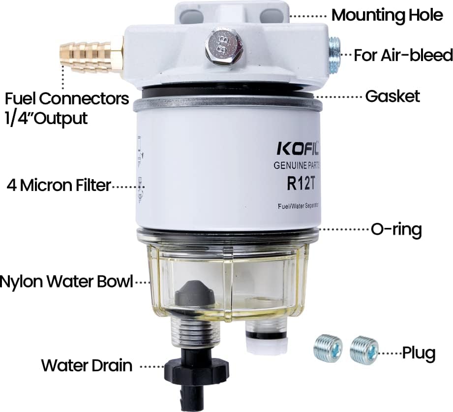 R12T Fuel Water Separator Filter, Marine Spin-On Filter Replaces Racor ...