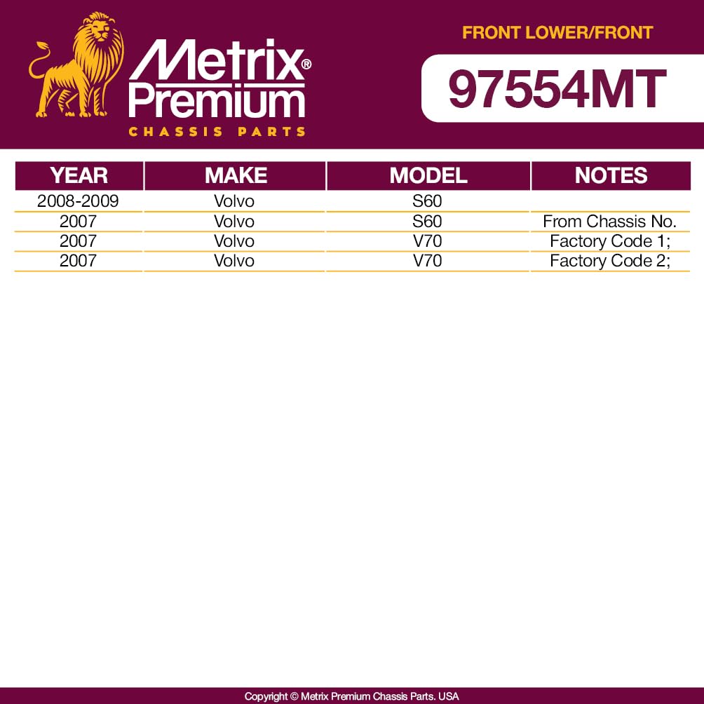 Metrix Premium Chassis Parts - 4 Pc Front L/R Lower Control Arm & Front L/R Sway Bar Stabilizer End Link Kit Fits 07-09 Volvo S6