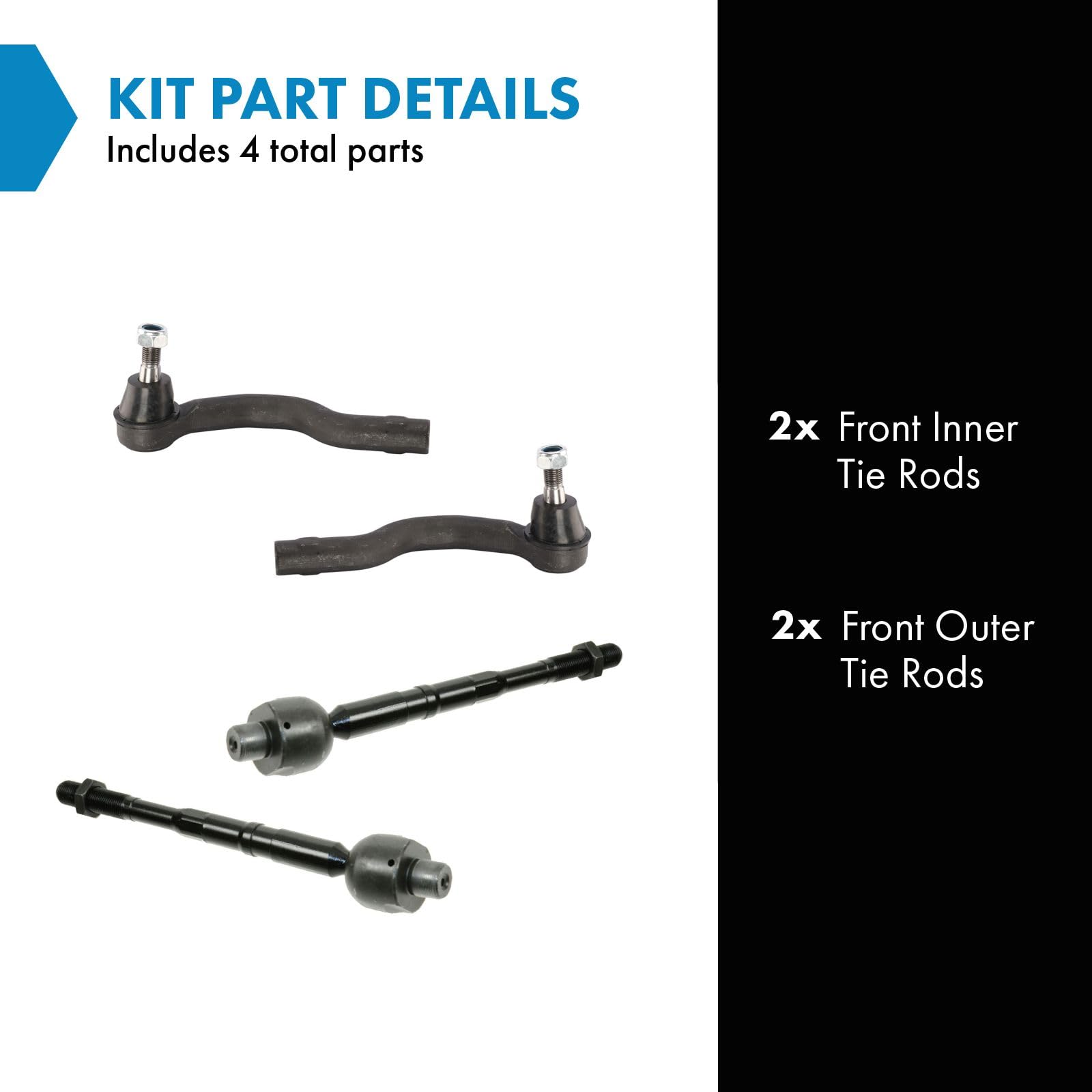 Trq Front Inner And Outer Tie Rod Set Compatible With 2004-2013 Infiniti Qx56 2014-2022 Qx80 2005-2022 Nissan Armada 2004 Pathfi