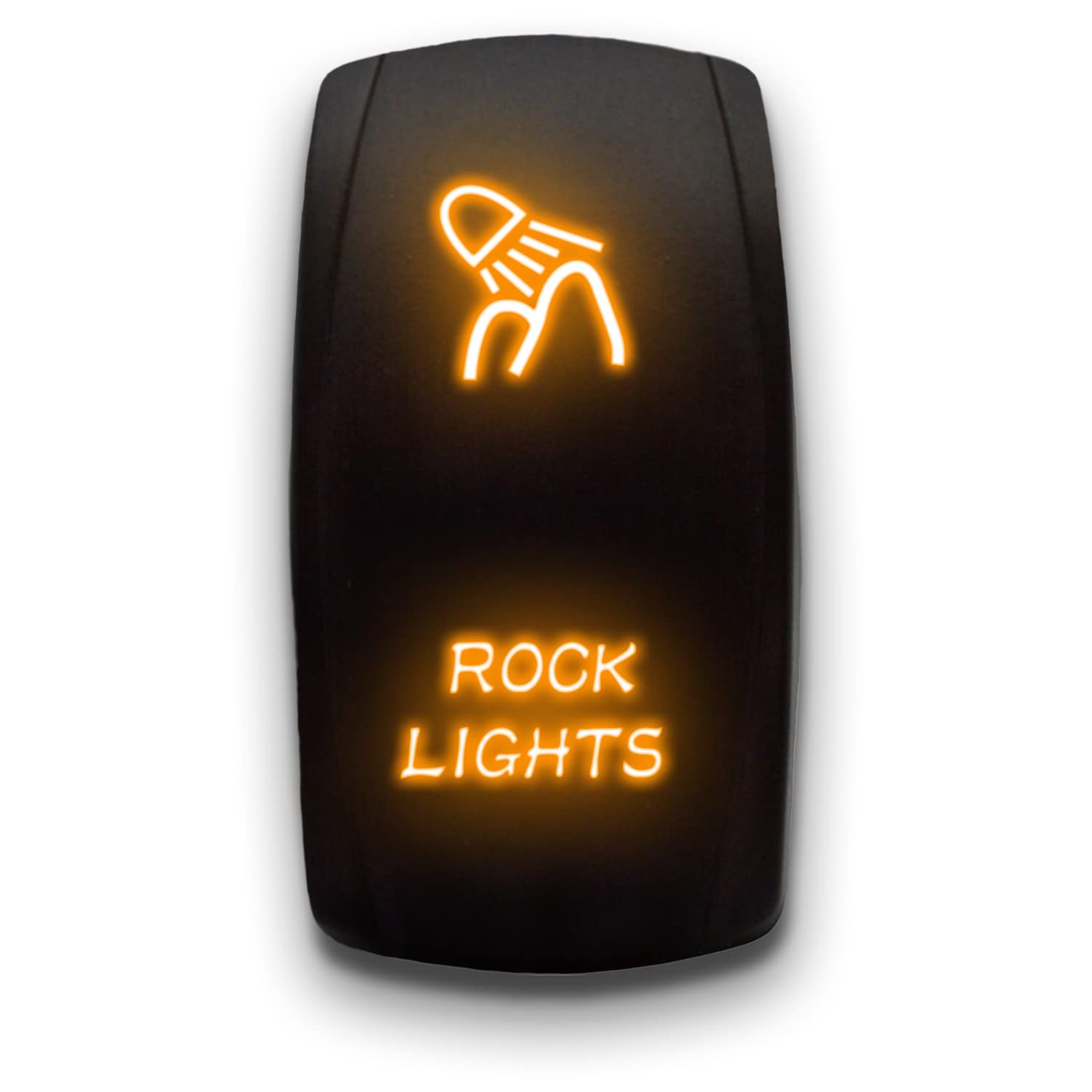 Rock Lights - Orange - Laser Etched Toggle Switch 20A 12V - Vertical Rocker Switch 5-Pin Dpst
