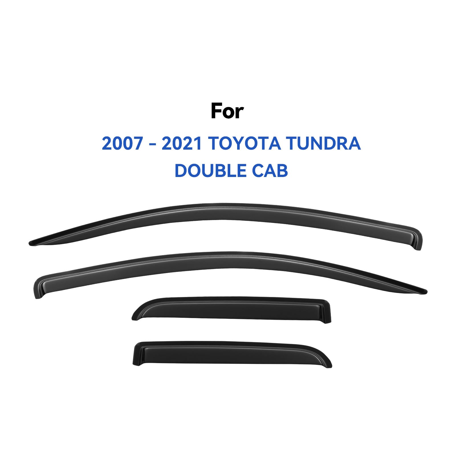 Window Visors Rain Guards for 2007-2021 Toyota Tundra Extended Cabs, Out-Channel Window Vent Wind Deflectors Visors Shades for 0
