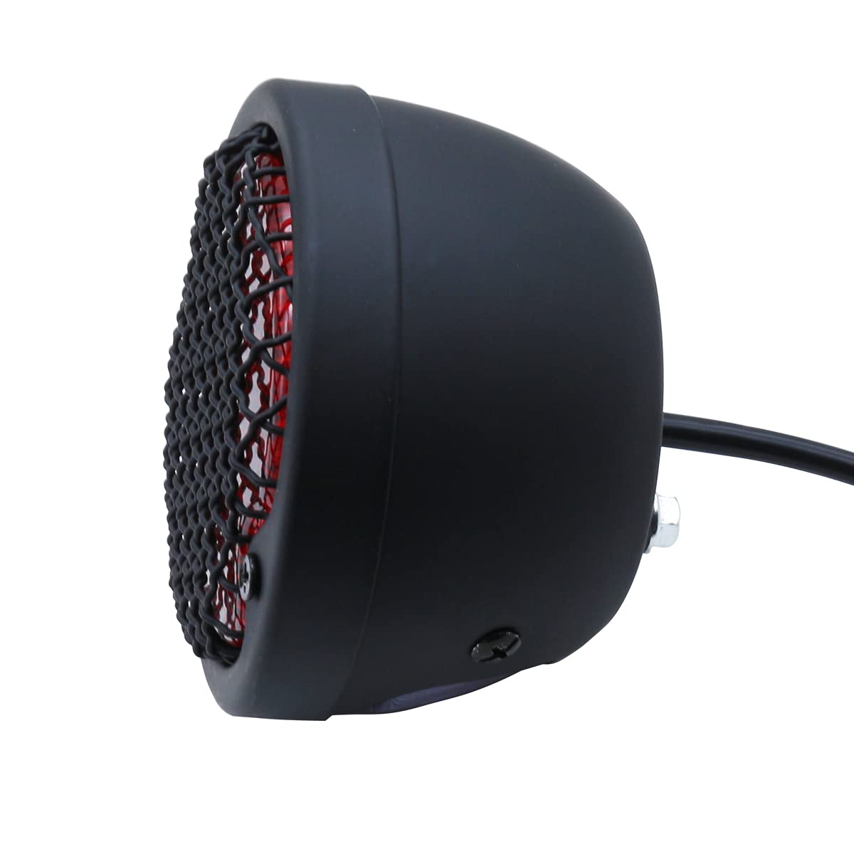 Fatecim Round Motorcycle Led Tail Light Rear Brake Stop Light Red Lens Grille Ribbed Integrated License Plate Lamp For Harley Sporster Bobber Chopper Cruiser Honda Yamaha Suzuki Kawasaki Black