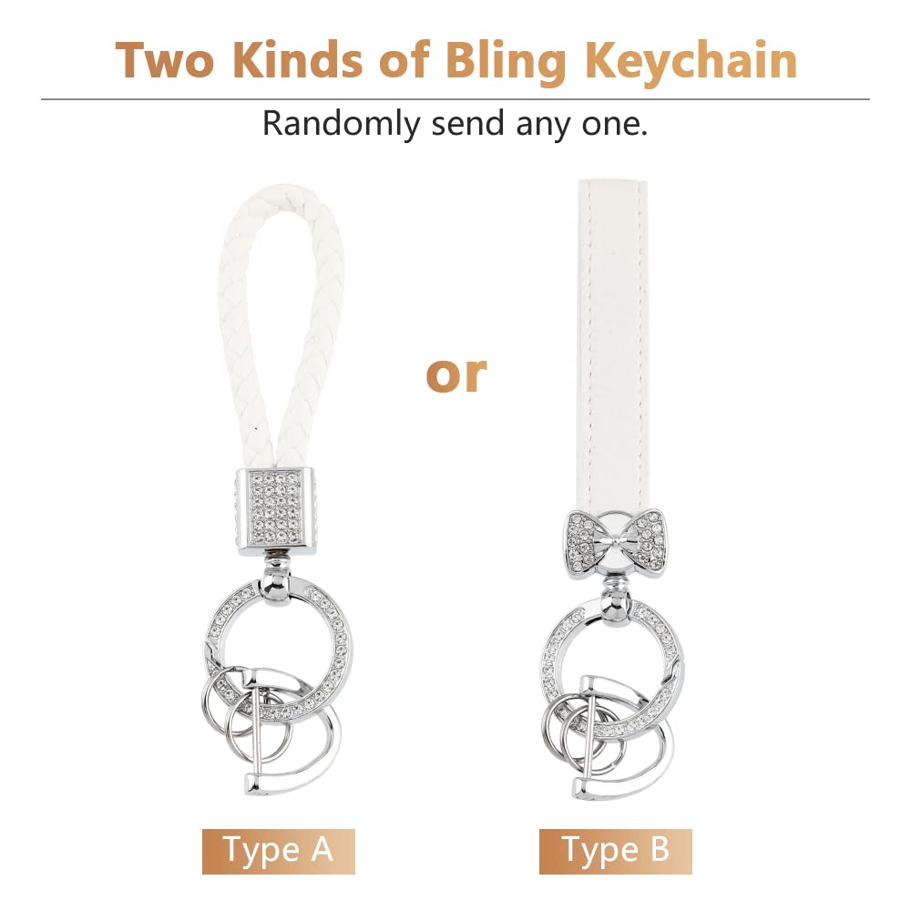 Pifoog Escalade Key Fob Cover For Cadillac 6 Button Smart Keys Case Proector Accessories Tpu Soft Bling Keychain White Silver Girly Cute For Cadillac Escalade Esv 2015 - 2020