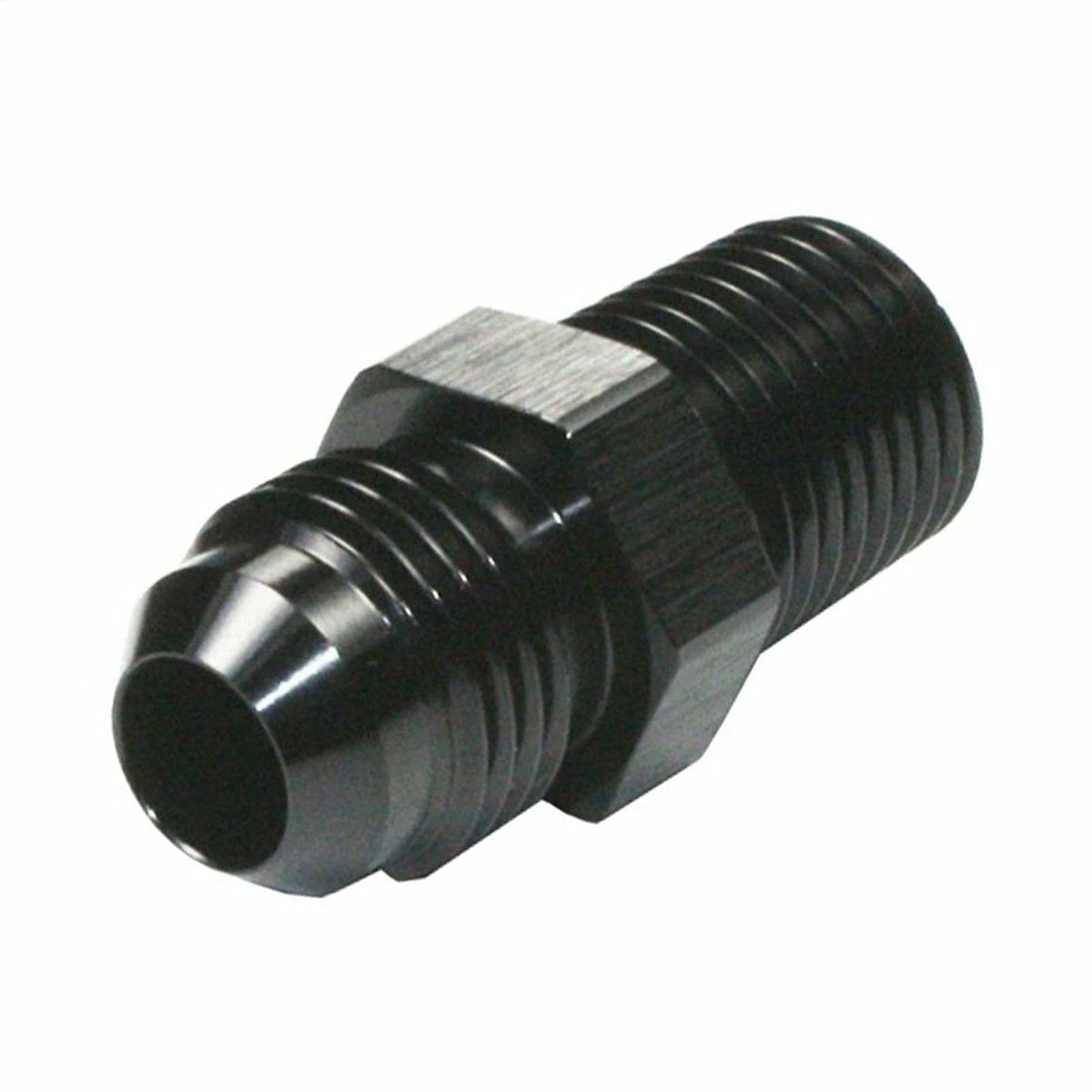 Blackhorse-Racing 4An To 1/8 Npt Male Hose Fitting Adapter, Universal Aluminum Flare Male 4An To 1/8'' Npt Union Fuel Oil Line Pipe Connector Black Anodized