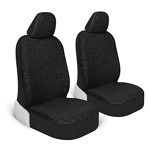 Carbella Sequin Tweed Bling Car Seat Covers, 2 Pack Beige Seat Covers For Cars With Shiny Bling Detail, Cute Automotive Interior