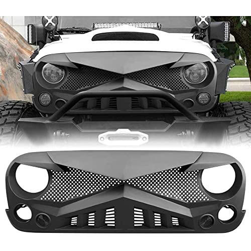 American Modified Hawke Easy Installation Front Grille Cover For 2007 To 2018 Jeep Wrangler, Jk/Jku, Rubicon, And Sahara Sport,
