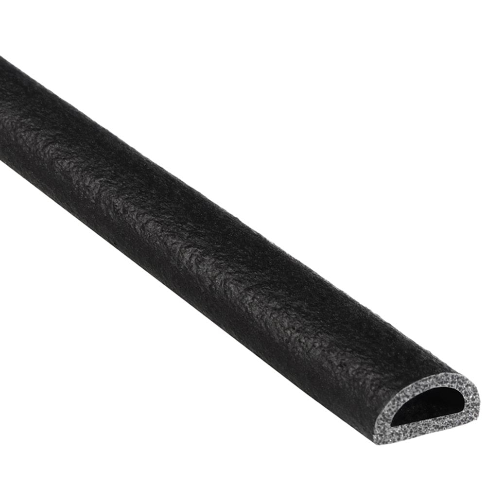Trim-Lok D-Shaped Rubber Seal - .215    Height, .375    Width, 100 Length - EPDM Foam Seal with BHT (General Acrylic) Pressure S