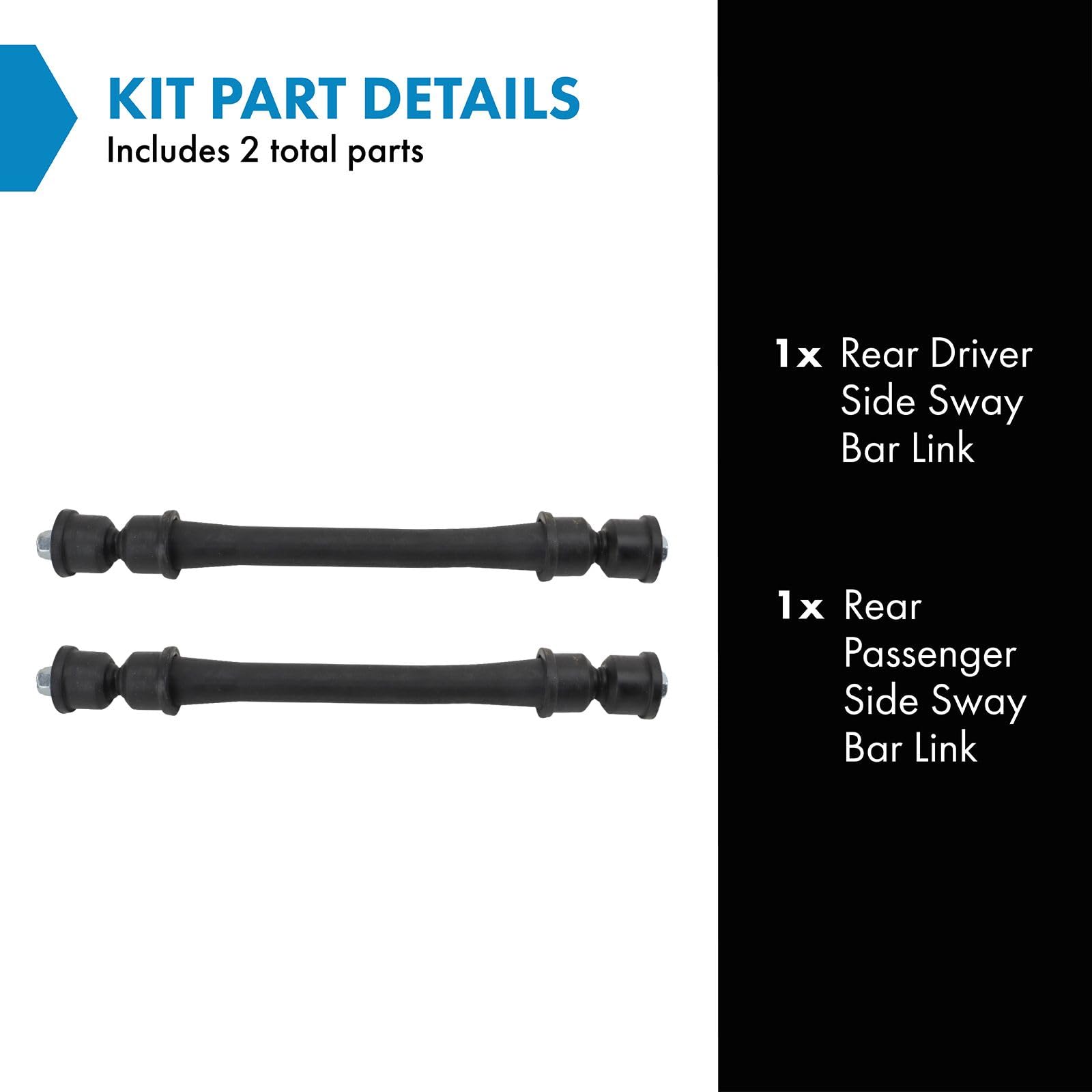 Trq Rear Sway Bar Stabilizer Link Set Compatible With 2010-2016 Cadillac Srx