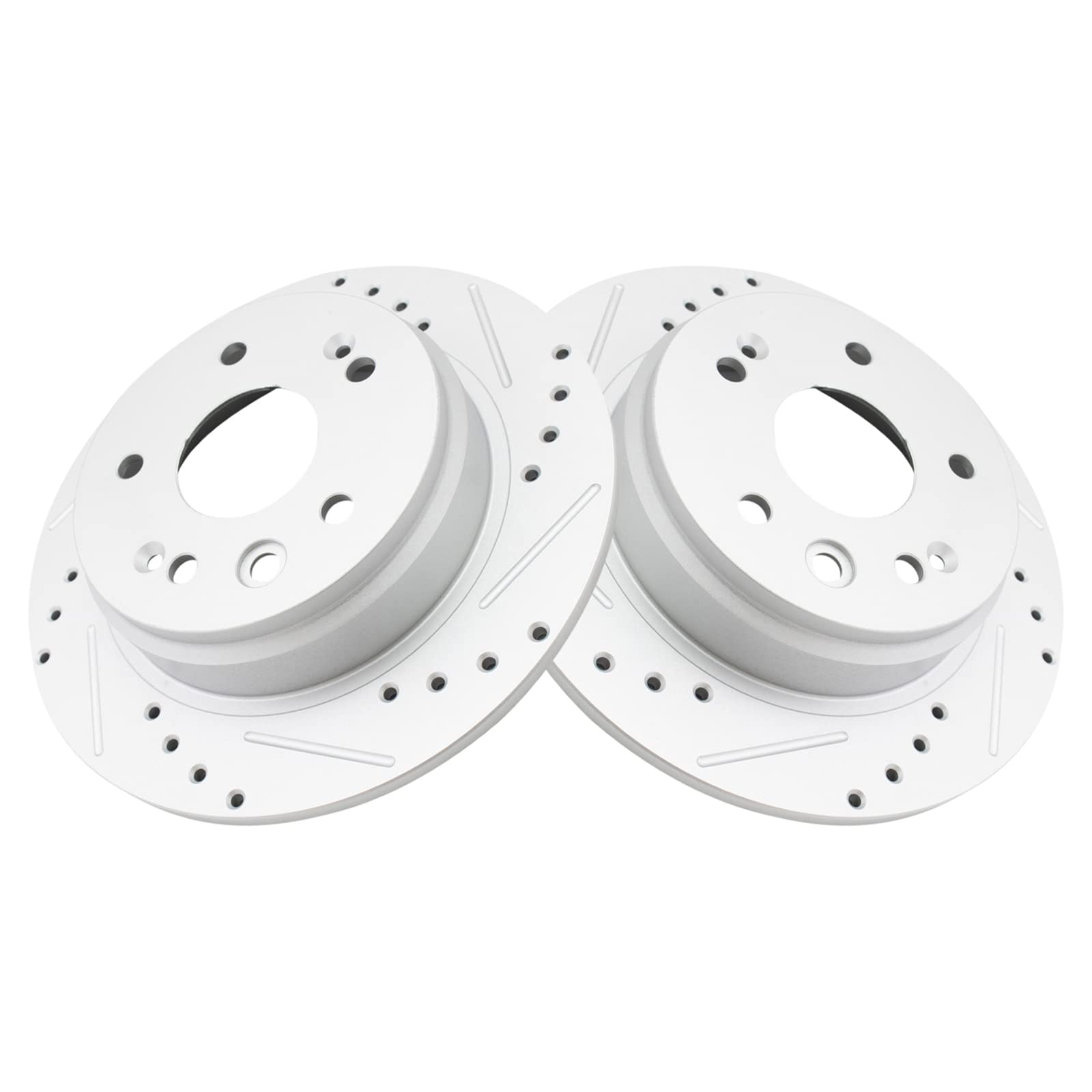 Trq Rear Performance Brake Rotors Set Premium G-Coated Cross Drilled & Slotted Compatible With 1999-2003 Acura Tl