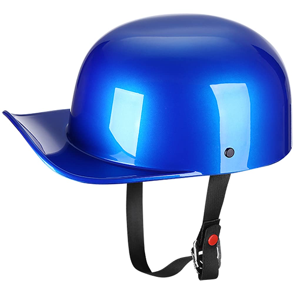 Yesmotor Baseball Style Cap Motorcycle Helmet Unisex-Adult - Dot Approved (Blue,L)